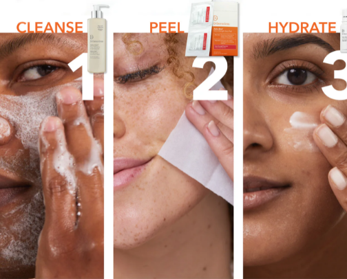 Dr Dennis peel pads works amazing , literally a skin care game change. The pads will have your skin glowing, evenly toned, smooth and hydrated, I don't like chemical peels so these work for me . I use them once a week following my skincare routine. cover photo collage