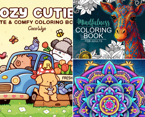 Explore Essential Coloring Books cover photo collage