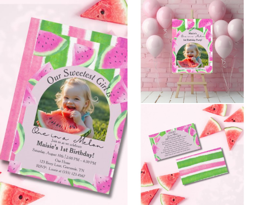 🍉 The Ultimate One in a Melon Party Stash: Fully Coordinated & Customizable! cover photo collage