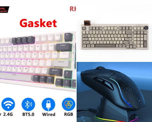 keyboards,mouses and keycaps cover photo collage