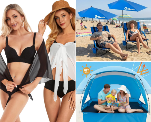 BEACH ACCESORIES YOU NEED! cover photo collage