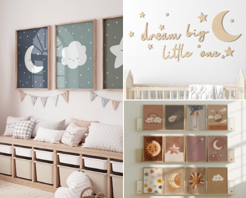 Dreamy Celestial Nursery Decor: Moons, Stars & Clouds cover photo collage