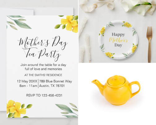Happy Mother's Day Yellow Floral and Green Leaves Collection cover photo collage