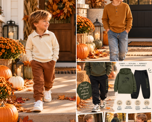 Cozy Fall Outfits for Boys 💙 cover photo collage