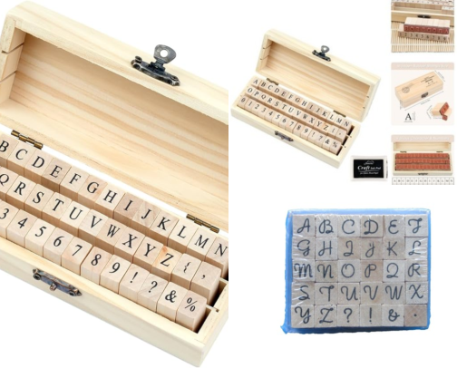 Read Now - 42 Pcs Letter Stamps, Rubber Stamps Alphabet Stamps, Wooden Stamps Number Alphabet Letter Symbol Set for DIY Crafting, Scrapbooking Supplies, Card Making guide cover photo collage