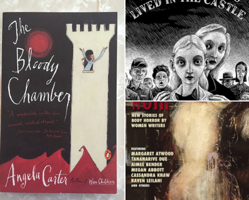 Witches, vampires, bloody fairytales, horror novels cover photo collage