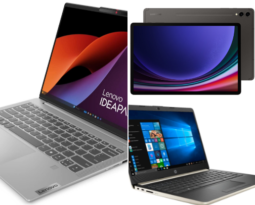 Laptops and Notepad cover photo collage