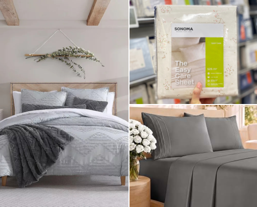 Cozy Bedroom Refresh Under $40: Sheets, Throws, Lamps and More cover photo collage