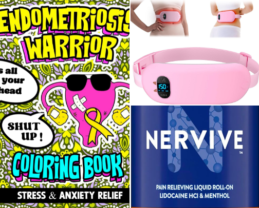 Products for Endometriosis, PCS, PCOS, May Thurner Syndrome Relief cover photo collage
