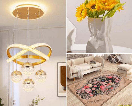Rustic living room product cover photo collage