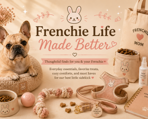 Frenchie life made better🤍🐶 cover photo collage