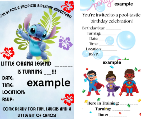 Birthday invitations cover photo collage