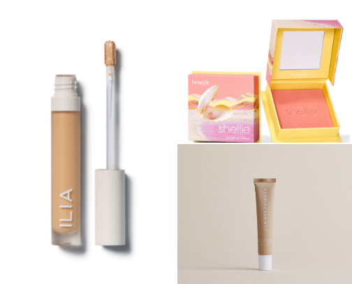 makeup products for a toasted makeup look cover photo collage