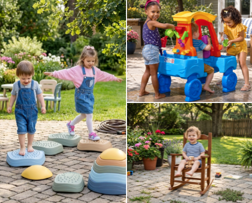 Toddler Patio Must-Haves for Outdoor Play at Home cover photo collage