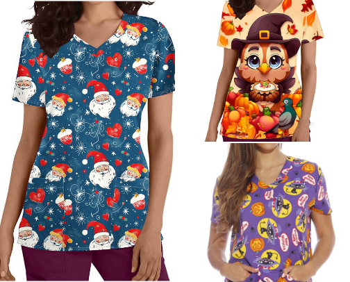 Best Holiday Scrub Tops Nurses Are Wearing This #WalmartPartnerSeason (Festive + Comfortable Picks) cover photo collage