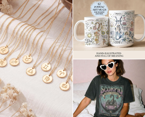 Zodiac and Birth Symbol Gifts and Must Haves! cover photo collage