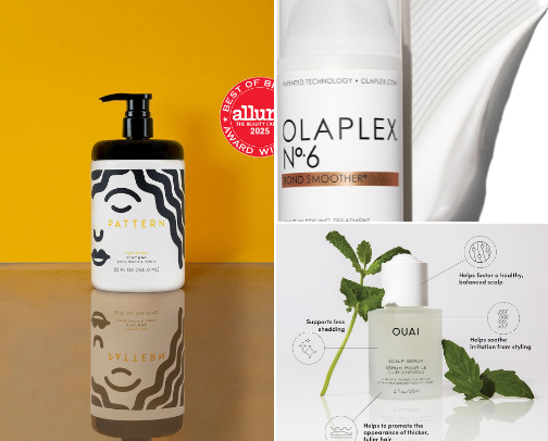 hair products for heat styles or twist/braids outs cover photo collage