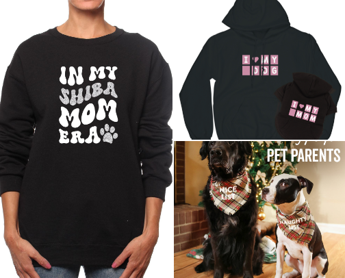 Dog Parent Must Haves And Gift Ideas: Matching Dog and Human Hoodie Sets, T-shirt Sets and more! cover photo collage