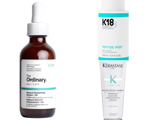Products for damaged hair cover photo collage