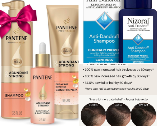 my hair growth & thickness + scalp health product rotation: Shampoos, Conditioners, Serums, etc.! cover photo collage