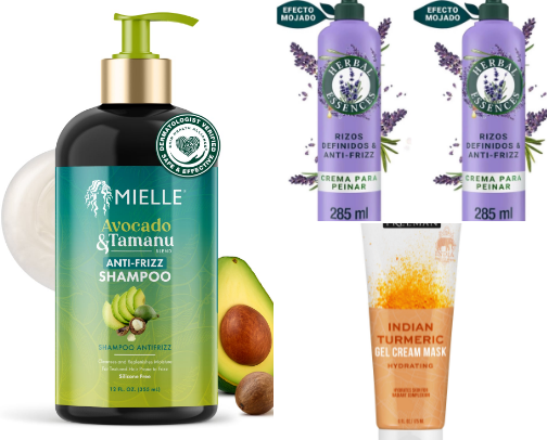 Shampoo and hair conditioner, skin cream cover photo collage