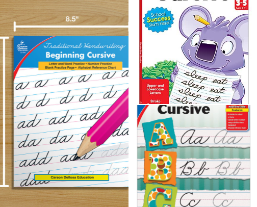 Free PDF - Engaging practice with Carson Dellosa Beginning Cursive Handwriting Workbook, Traditional Writing Book With Number and Letter Tracing and Sight Words Practice, Classroom or Homeschool Curriculum cover photo collage