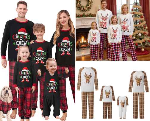 Warm and Cozy Christmas Pajamas for the Whole Family. cover photo collage