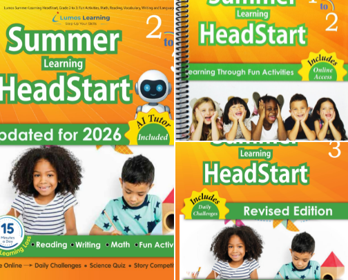 Read Free - Lumos Summer Learning HeadStart, Grade 2 to 3: Fun Activities, Math, Reading, Vocabulary, Writing and Language Practice: Standards-aligned Summer ... (Summer Learning HeadStart by Lumos Learning) Companions cover photo collage