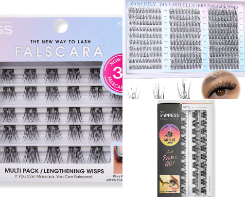 Natural lash cluster must- haves cover photo collage