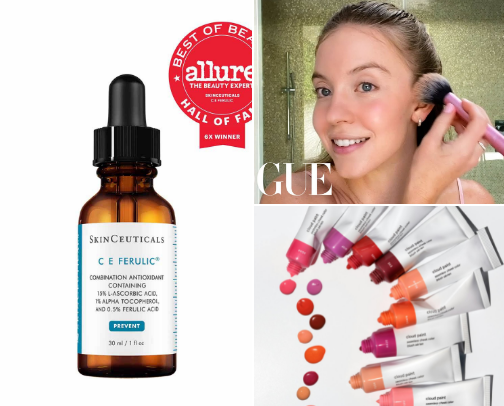 Sydney Sweeney’s Guide to Sensitive Skin Care and Soft Glam cover photo collage