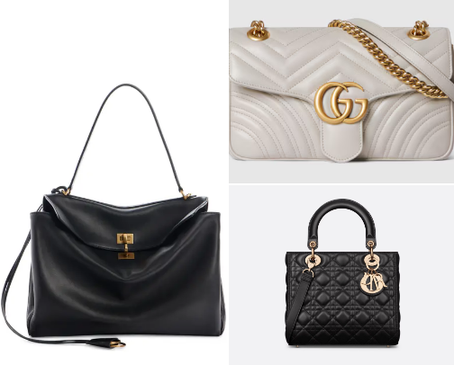 Woman elegant and ordinary handbag's cover photo collage