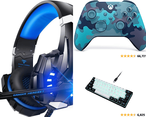Gaming accessories cover photo collage