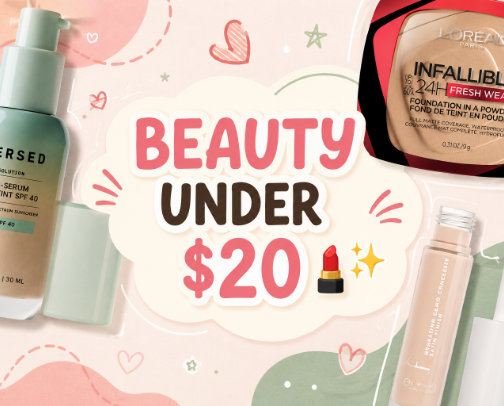 Beauty Under $20 💄✨ cover photo collage