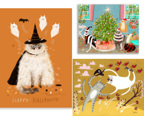 Fun Greetings Cards That Feature Cats cover photo collage