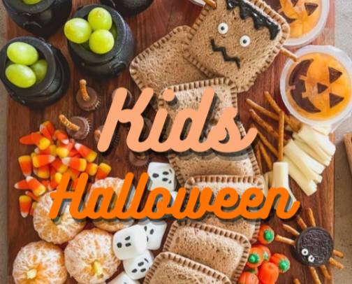 Our kid's Halloween bookshelf! cover photo collage