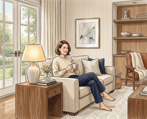 Quiet Luxury Living Room - Timeless Furniture, Lighting and Decor cover photo collage