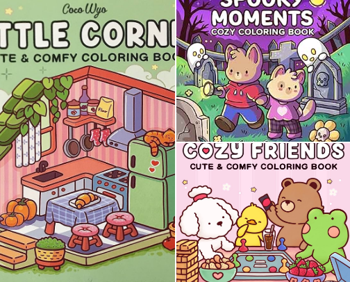 Cozy Coloring Must-Haves cover photo collage
