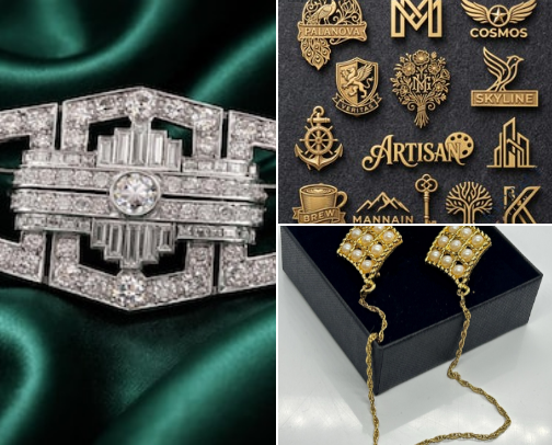 Statement Brooches & Heavy Gold Jewelry cover photo collage