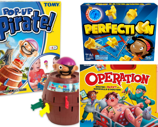 Fun board games to help improve fine motor skills and turn taking! cover photo collage