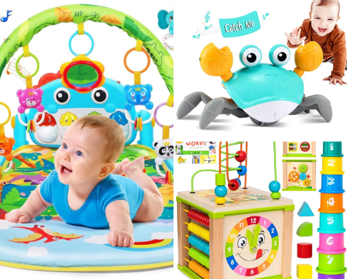 Essential toys for babies and toddlers cover photo collage