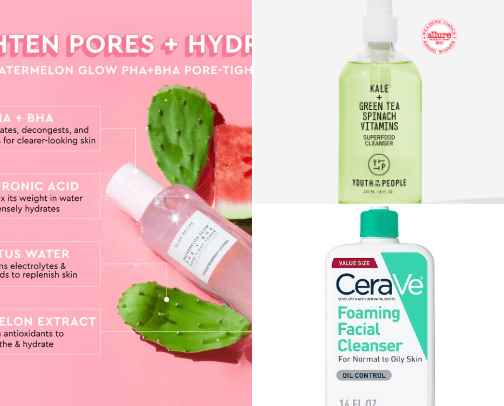 Cleanser & Serums for skin face cover photo collage