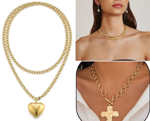 Amazon gold necklaces cover photo collage