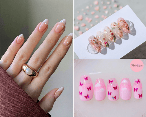 Press on Nails,designs and nail polish cover photo collage
