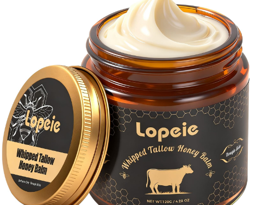 Upgraded Organic Beef Tallow for Skin & Face – Whipped Grass-Fed Tallow and Honey Balm for Dry skin cover photo collage