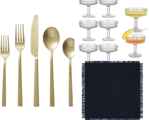 New Year's Eve at Home: Gold, Bubbles, and Small Luxuries cover photo collage