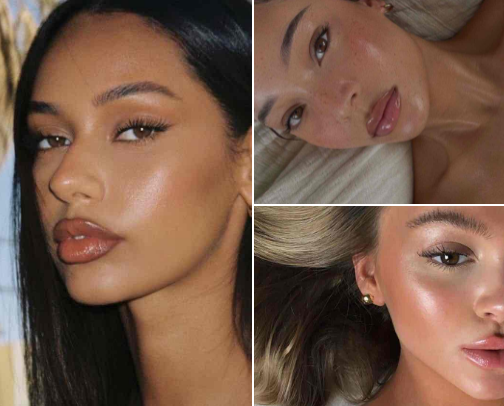 Dewy makeup routine cover photo collage