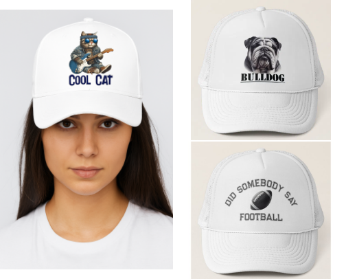 Custom Hats - Funny, Stylish & Personalized Designs cover photo collage