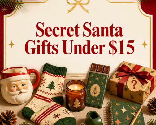 Secret Santa Gifts Under $15 cover photo collage