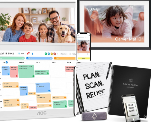 Family Command Center Tech for Busy Moms — Calendars, Paperwork & Charging cover photo collage