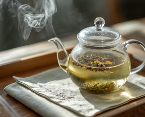 Herbal Teas for Stress, Hormones & Calm — Natural Picks for Perimenopausal Women cover photo collage